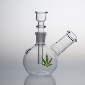 Glass Round Bong With Leaf