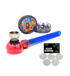 Glass Pipe Smoking Kit With Acrylic Grinder